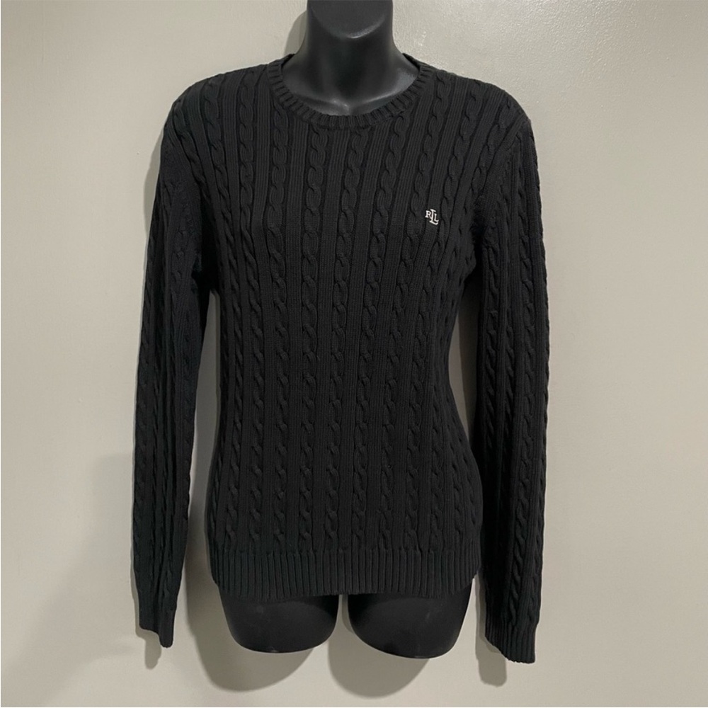 Ralph Lauren Black Cable Knit Sweater